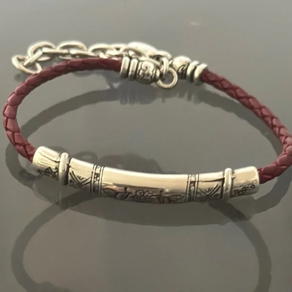 Brighton Silver and Red leather Braided Bracelet - Picture 1 of 2